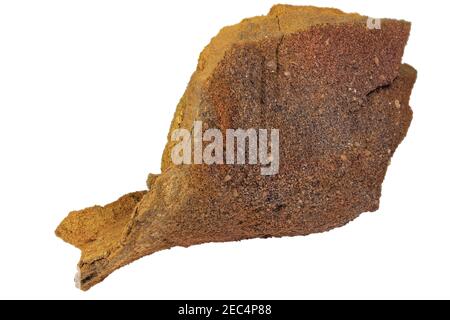 Arenaria ocra di Roussillon, Francia isolato su sfondo bianco Foto Stock