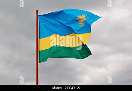 Bandiera nazionale del Ruanda, Africa Foto Stock
