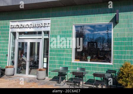 Copenaghen Danimarca - Marzo 17. 2018: Panetteria Lagkagehuset nel quartiere di Carlsberg Foto Stock