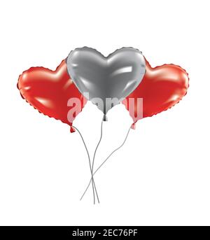 Set di palloncini di lamina cardiaca, vettore Illustrazione Vettoriale