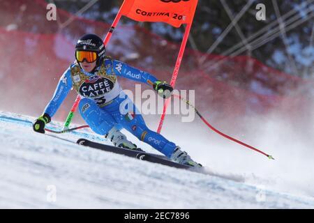 Olympia delle Tofane, Cortina (BL), Italia, 13 Feb 2021, PIROVANO Laura (ITA) durante il 2021 FIS Campionato Mondiale di SCI alpino - Downhill - Donne, gara di sci alpino - Foto Sergio Bisi / LM Foto Stock