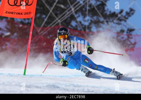 Olympia delle Tofane, Cortina (BL), Italia, 13 Feb 2021, PIROVANO Laura (ITA) durante il 2021 FIS Campionato Mondiale di SCI alpino - Downhill - Donne, gara di sci alpino - Foto Sergio Bisi / LM Foto Stock