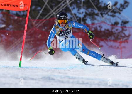 PIROVANO Laura (ITA) durante i Campionati mondiali DI SCI alpino 2021 FIS - Downhill - Donne, gara di sci alpino a Cortina (BL). , . Febbraio 13 2021 (Foto di IPA/Sipa USA) Credit: Sipa USA/Alamy Live News Foto Stock