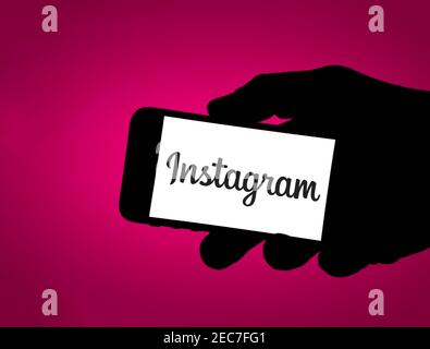 Logo Instagram sul dispositivo mobile Foto Stock