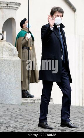 2/13/2021 - Dario Franceschini, nominato Ministro della Cultura nel nuovo governo di Mario Draghi, lascia il Quirinale dopo la cerimonia di giuramento (Foto di IPA/Sipa USA) Foto Stock