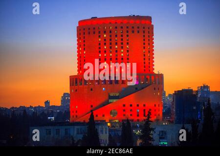 Vista dall'alto Appartamenti nella città di Amman, capitale della Giordania. Vista con le Royal Hotel, Amman Jordan. Foto Stock