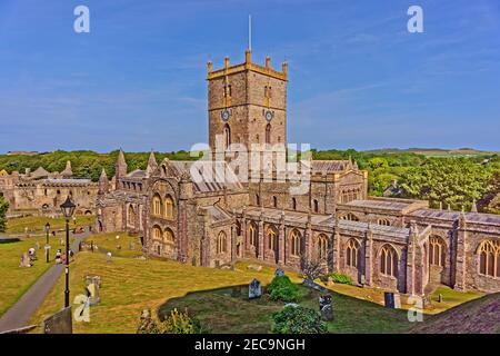 St David's Cattedrale di St David's city, Pembrokeshire, Galles. Foto Stock