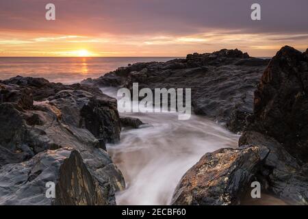 Lungo periodo di esposizione - Ballytrent Beach Wexford Foto Stock