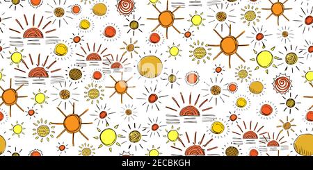 Sfondo senza cuciture dei simboli del sole Illustrazione Vettoriale