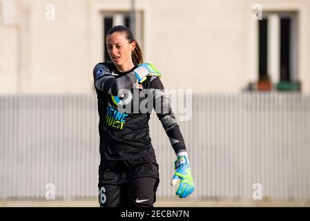 Laetitia Philippe GPSO 92 Issy reagisce durante il campionato francese delle Donne 039, D1 Arkema football match tra GPSO 92 Issy e Dijon FCO il 13 febbraio 2021 allo stadio le Gallo di Boulogne-Billancourt, Francia - Foto Melanie Laurent / A2M Sport Consulting / DPPI / LM Foto Stock