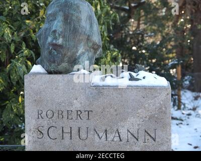 Scultura di Robert Schumann a Duesseldorf Foto Stock