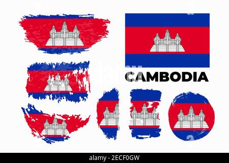 Bandiera della Cambogia. Modello per il design dei premi, un documento ufficiale Illustrazione Vettoriale