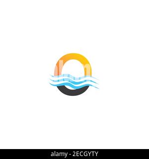 Waves Beach logo e i simboli delle icone del modello di app Foto Stock