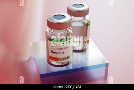 Flaconcini di vaccino per coronavirus per prove Foto Stock