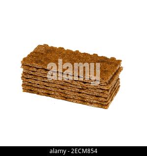 Pane croccante di cereali di grano saraceno isolato su sfondo bianco. Elementi di progettazione Foto Stock