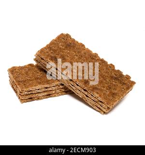 Pane croccante di cereali di grano saraceno isolato su sfondo bianco Foto Stock