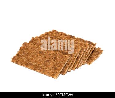 Pane croccante di cereali di grano saraceno isolato su sfondo bianco. Dieta sana e calorie minime Foto Stock