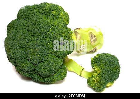 Stile di vita sano. Verdure di broccoli di buah grandi isolate su sfondo bianco. Elemento di progettazione per collage Foto Stock