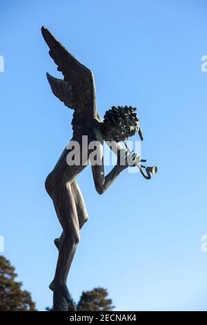 Angel suona una tromba curva, Angel Musicians (Museo Millesgården) Lidingö, Svezia Foto Stock