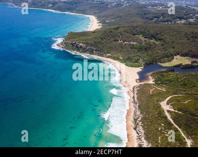 Vista aerea di Burwood e Dudley Beach - Newcastle NSW Australia Foto Stock