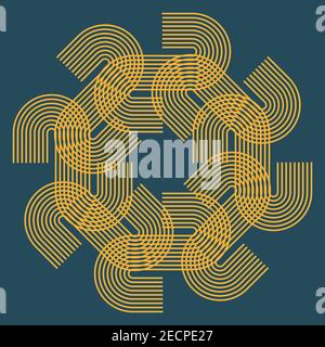 Schema vettoriale a linea radiale astratto su sfondo blu scuro Illustrazione Vettoriale