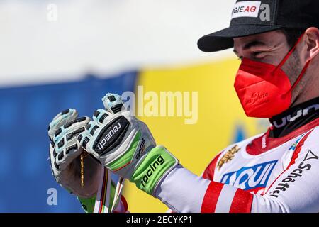 KRIECHMAYR Vincent AUT medaglia d'oro a Cortina d'Ampezzo uomini in discesa durante i Campionati mondiali DI SCI alpino 2021 FIS - Downhill - uomini, gara di sci alpino a Cortina (BL), Italia, febbraio 14 2021 Foto Stock