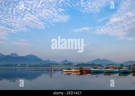 Mattina al lago Hopfensee Foto Stock