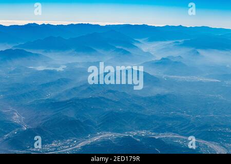 Antenna della catena montuosa centrale, Taiwan Foto Stock