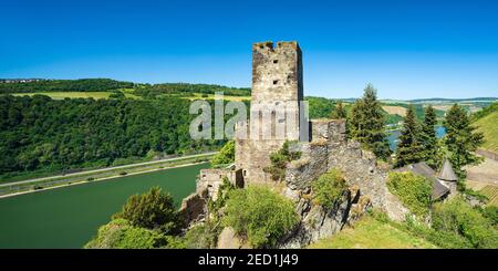 Castello di Gutenfels sul Reno, Kaub, Renania-Palatinato, Germania Foto Stock