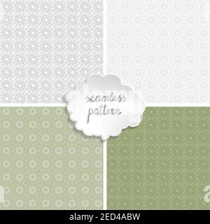 Set di 4 arabici motivi arabeschi senza cuciture con cerchi colorati. Collezione di background per le vacanze. Biglietto d'auguri per Ramadan Kareem, islamico Illustrazione Vettoriale