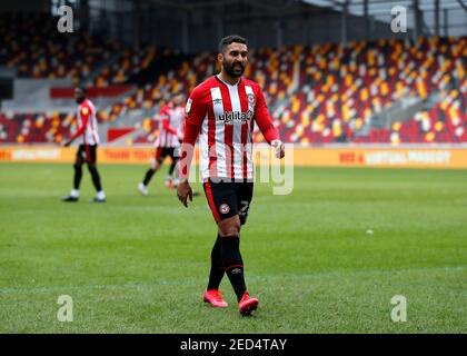 Brentford Community Stadium, Londra, Regno Unito. 14 Feb 2021. Campionato di calcio della Lega inglese, Brentford FC contro Barnsley; Saman Ghoddos di Brentford Credit: Action Plus Sports/Alamy Live News Foto Stock