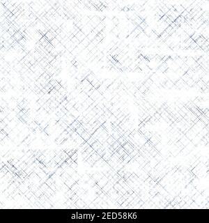 Motivo a strisce grunge plaid sfondo a mezzitoni blu e bianco senza cuciture. Texture illustrativa di strisce sovrapposte geometriche astratte. Stampa Foto Stock