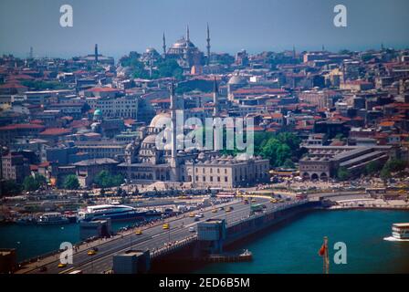 Istanbul Turchia Panoramica dalla Torre Galata Foto Stock