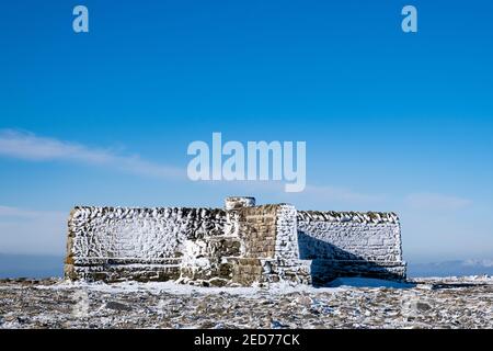 Ingleborough Summit, Ribblesdale, North Yorkshire Dales, Regno Unito Foto Stock