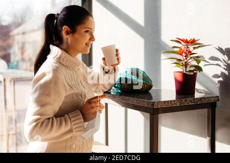 Sentirsi soddisfatto dopo aver fatto shopping con successo a generi alimentari Foto Stock