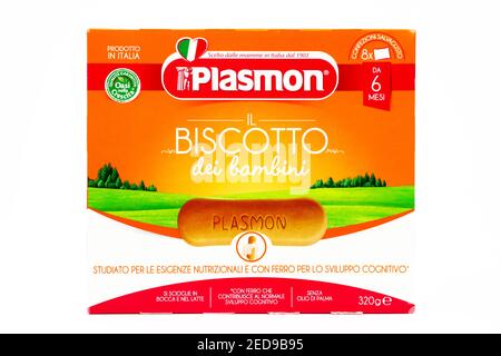 Biscotti al Plasmon Baby. Plastmon è un marchio italiano di prodotti Baby Food del Gruppo Kraft Heinz Co Foto Stock