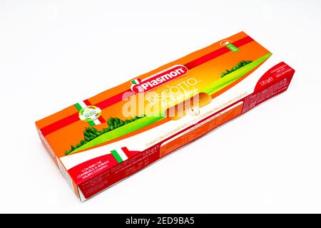 Biscotti al Plasmon Baby. Plastmon è un marchio italiano di prodotti Baby Food del Gruppo Kraft Heinz Co Foto Stock
