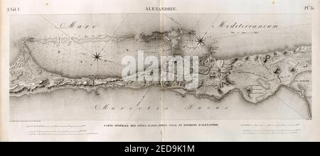 Alexandrie (Alessandria). Carte générale des côtes, rades, porti, ville et dintorni d'Alexandrie Foto Stock