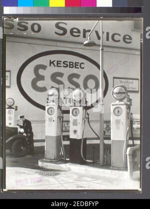 Stazione di benzina, Tenth Avenue e 29th Street, Manhattan Foto Stock