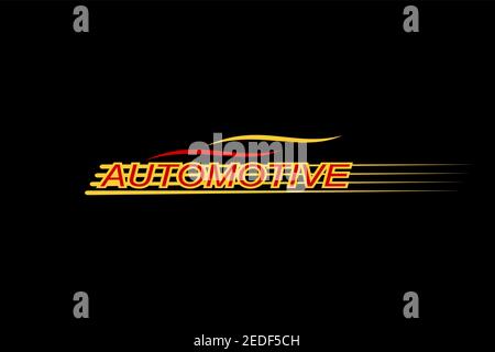 Design del logo automobilistico, auto da corsa, concetto di design di auto sportive. Illustrazione Vettoriale