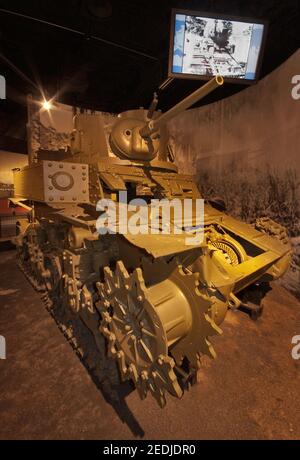 American M3 Stuart serbatoio visualizzati presso la George H W Bush Gallery presso il Museo Nazionale della Guerra del Pacifico in Fredericksburg, Texas, Stati Uniti d'America Foto Stock