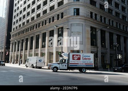 CHICAGO - 9 NOVEMBRE 2019: Un camion di consegna Supreme Lobster nel centro di Chicago, Illinois. Foto Stock