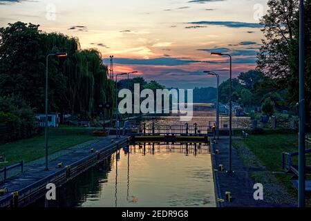 Tramonto a Harz, Germania. Foto Stock