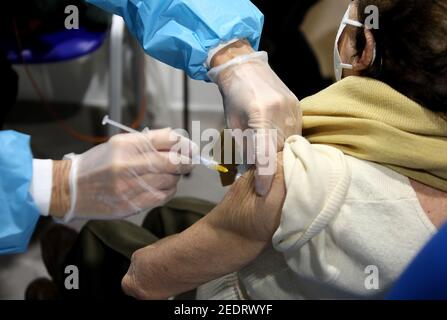 Roma, Italia. 15 Feb 2021. Roma, inaugurazione del nuovo centro vaccinazioni del Covid 19 presso l'Auditorium Parco della Musica di Roma. Foto: Credit: Independent Photo Agency/Alamy Live News Foto Stock