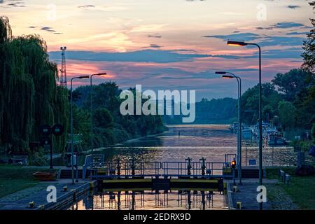 Tramonto a Harz, Germania. Foto Stock