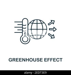 Icona effetto serra. Elemento semplice della raccolta del riscaldamento globale. Icona effetto serra creativo per il web design, modelli, infografiche e. Illustrazione Vettoriale