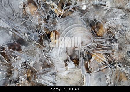 Schema di ghiaccio astratto 15 marzo 2019 presso Brandon, South Dakota Foto Stock