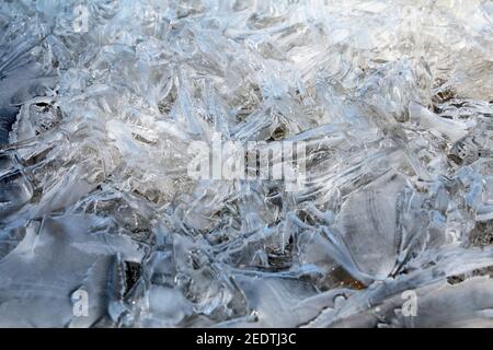 Schema di ghiaccio astratto 15 marzo 2019 presso Brandon, South Dakota Foto Stock