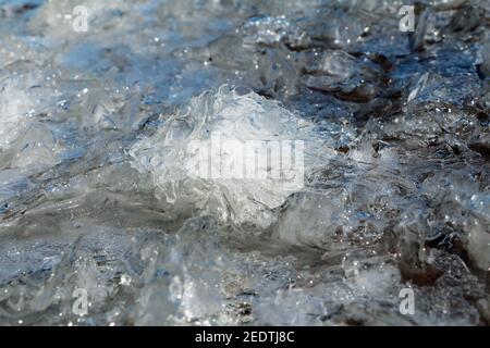 Schema di ghiaccio astratto 15 marzo 2019 presso Brandon, South Dakota Foto Stock