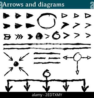 Insieme di elementi per creare diagrammi, grafici, grafici ... Include 6 pennelli per Illustrator realizzati con pennellate di inchiostro con cui dare un fe artigianale Illustrazione Vettoriale